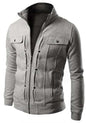 Cardigan con bottoni uomo – Giacca casual in cotone e poliestere con collo stand