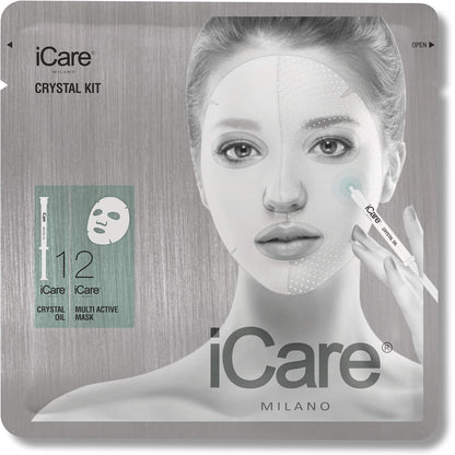 iCare Feuchtigkeitsspendende 2-Phasen-Gesichtsmaske + Crystal Oil Hyaluronsäure Anti-Aging