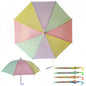 Automatic 8-Rib Umbrella with Striped Colored Handle for Kids and Adults