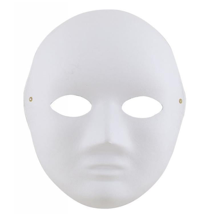 Weiße Ganzgesichtsmaske aus Papier zum Bemalen Fasching Karneval Theater Mann Frau
