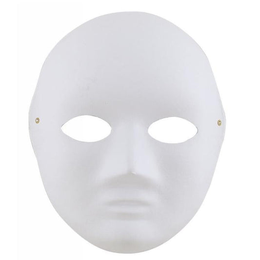 Weiße Ganzgesichtsmaske aus Papier zum Bemalen Fasching Karneval Theater Mann Frau