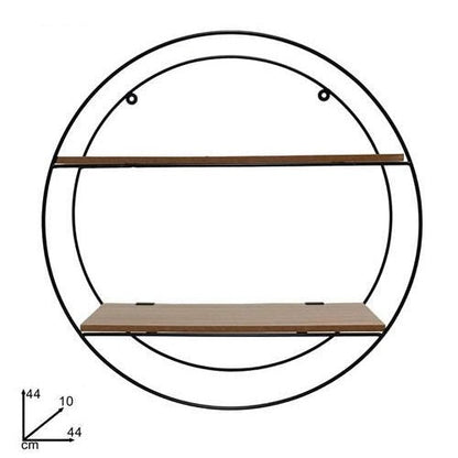 Scaffale Mensola Da Parete Rotonda In Metallo Ripiani In Legno Bacheca Libreria