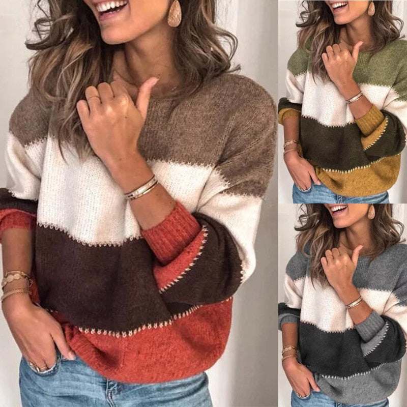 Maglione autunnale per donna a girocollo, Pullover