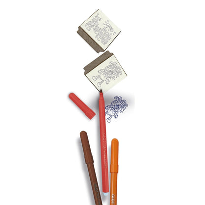 The Ultimate BRAINROT Colors & Funky Stamps Filzstifte Stempel (CHOCO PETRIFIER) 3+ Giotto Fila Made in Italy Geschenkset Kinder Weihnachten Ostern