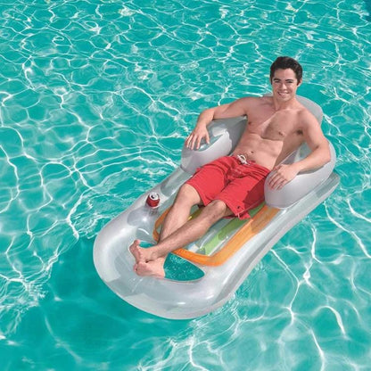 Bestway Aufblasbarer Sessel Luftmatratze Pool Meer Getränkehalter Blau oder Grau