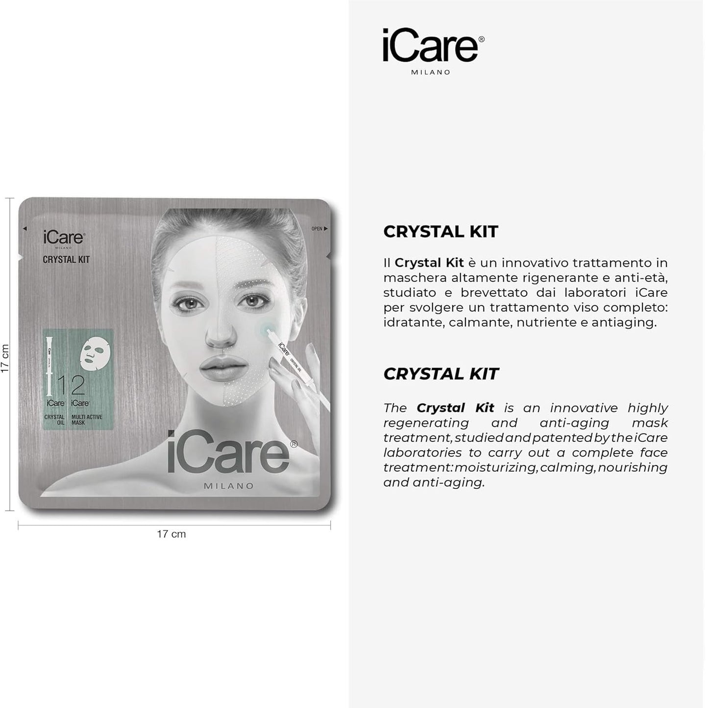 iCare Feuchtigkeitsspendende 2-Phasen-Gesichtsmaske + Crystal Oil Hyaluronsäure Anti-Aging