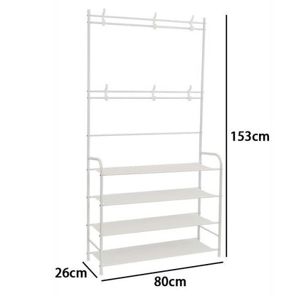 Appendiabiti Attaccapanni Da Ingresso Scarpiera 4 Ripiani Stand Metallo Bianco