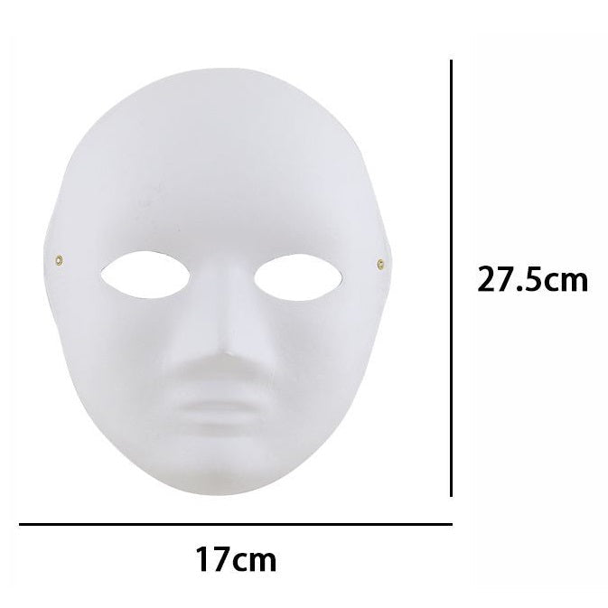 12 VOLLGESICHTSMASKE WEISS PAPIER ZUM BEMALEN KARNEVAL THEATER DAMEN HERREN