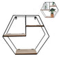 Metal Hexagonal Wall Shelf Wooden Shelves Display Cabinet Bookcase