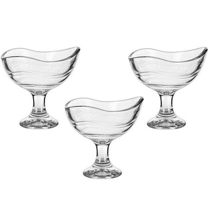 Set 3Pz Coppette Gelato In Vetro Navona 3 Pezzi Bicchieri Da 180Ml Coppa Dessert