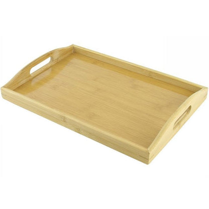 Serviertablett aus Bambusholz mit Griffen für Frühstück im Bett Kaffee 37 x 26 cm