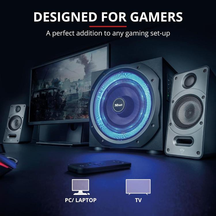 Trust Torro GXT 688 Lautsprecherset 2.1 Gaming Subwoofer Beleuchtet Fernbedienung
