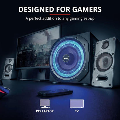 Trust Torro GXT 688 Lautsprecherset 2.1 Gaming Subwoofer Beleuchtet Fernbedienung