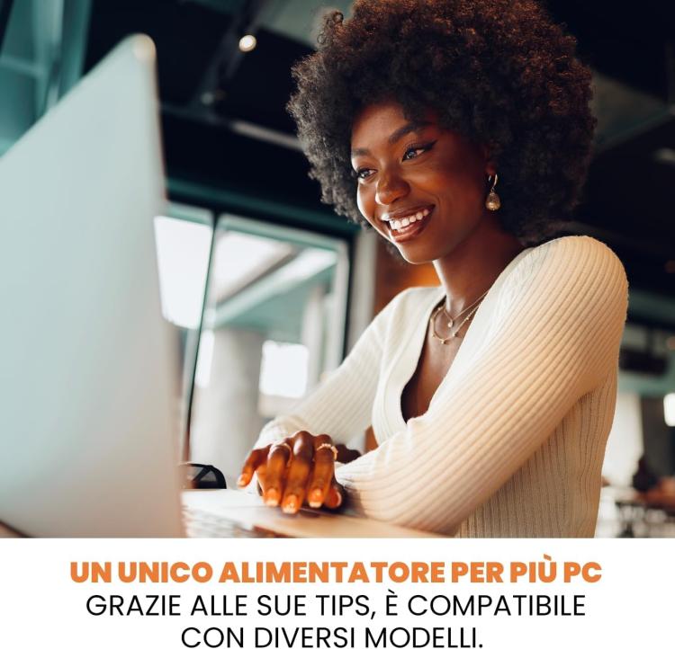 Techmade Alimentatore Universale Notebook 65W 65 Watt 8 Tips Laptop Computer Pc