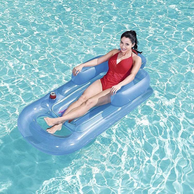 Bestway Aufblasbarer Sessel Luftmatratze Pool Meer Getränkehalter Blau oder Grau