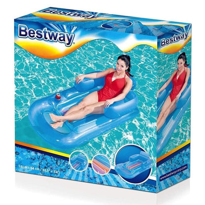 Bestway Aufblasbarer Sessel Luftmatratze Pool Meer Getränkehalter Blau oder Grau