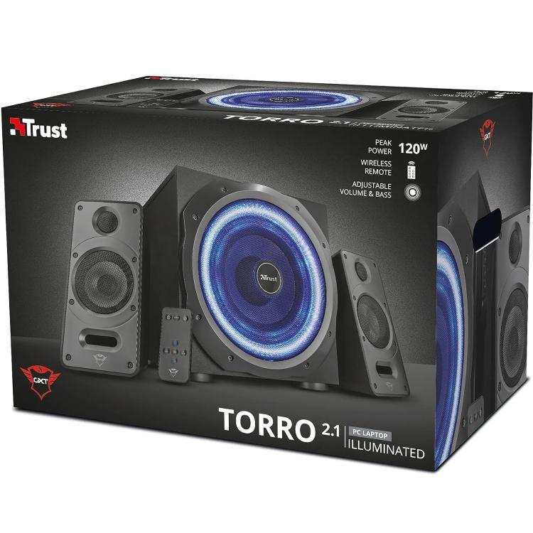 Trust Torro GXT 688 Lautsprecherset 2.1 Gaming Subwoofer Beleuchtet Fernbedienung