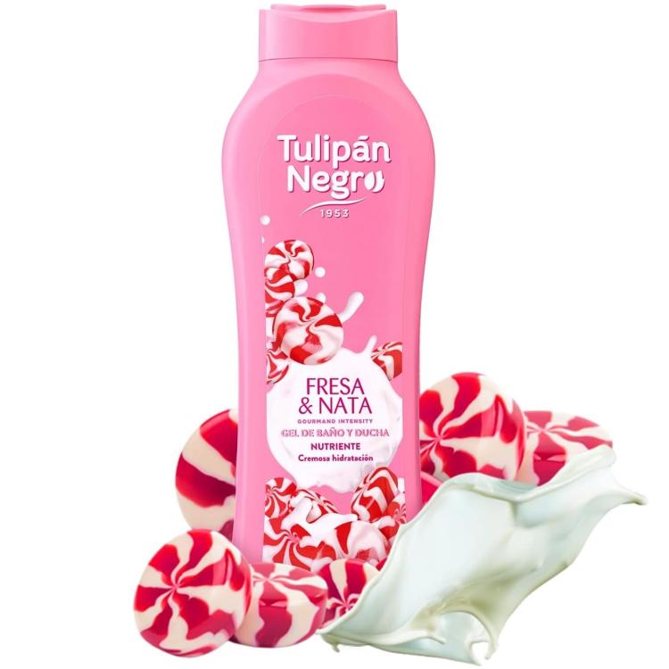 Tulipan Negro Duschgel Bad (Sahne und süße Erdbeeren) Fuchsia Duschschaum 650ml