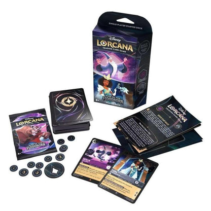 Disney Lorcana „Aufstieg der Flutgeborenen“ Starterdeck Amethyst/Stahl Sammelkartenspiel Eng