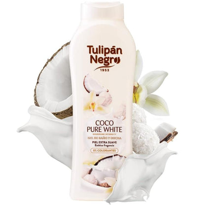Tulipan Negro Shower Gel Duschbad (reine weiße Kokosnuss) Weißes Duschgel 650 ml