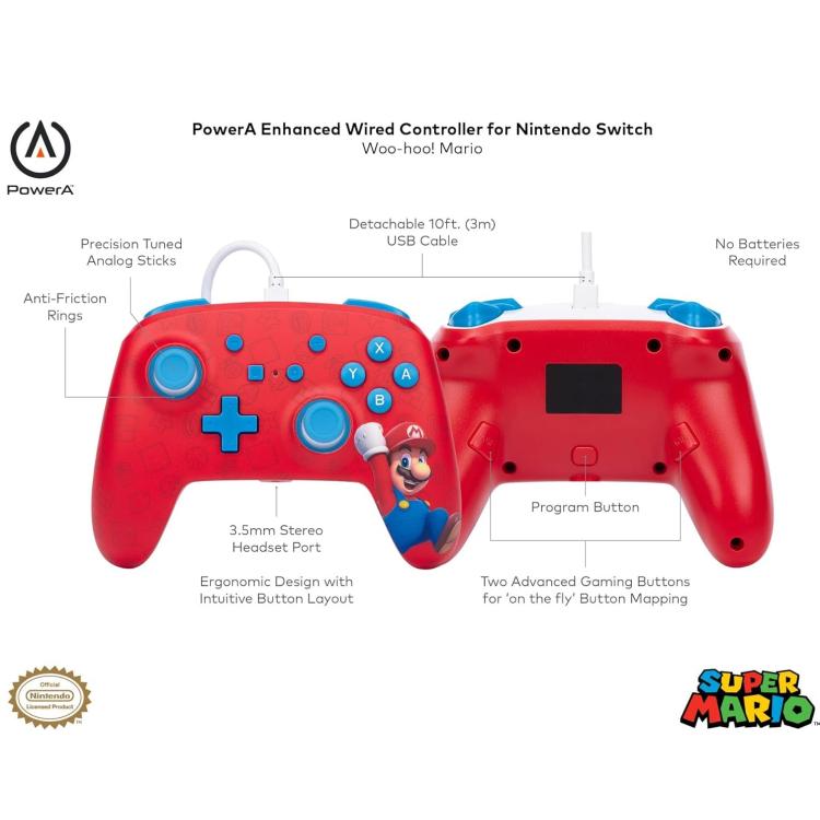 PowerA Enanched Wired Controller Kabelgebunden Programmierbar Nintendo Switch (Super Mario)