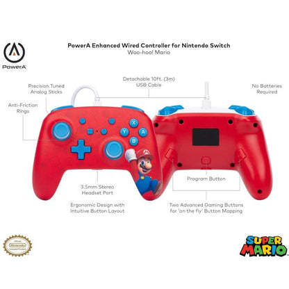PowerA Enanched Wired Controller Kabelgebunden Programmierbar Nintendo Switch (Super Mario)