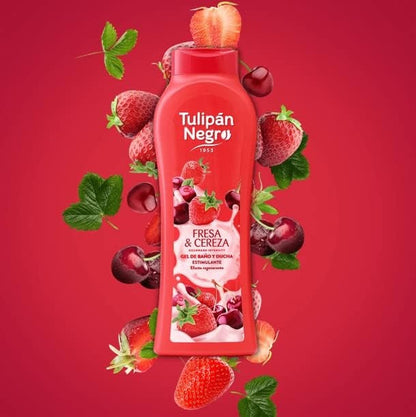 Tulipan Negro Shower Gel Bagno Doccia (Fragola E Ciliegia) Bagnoschiuma 650Ml