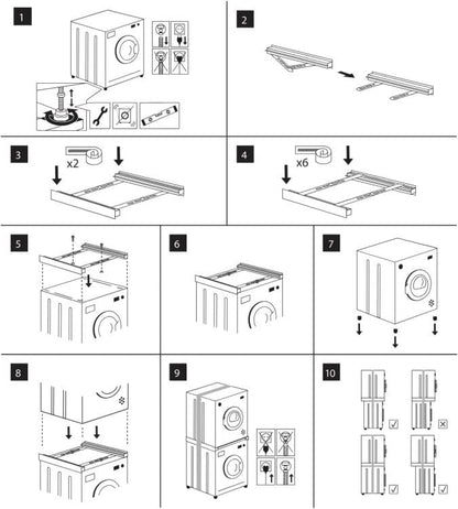 Superior Tower Slim Kit Sovrapposizione Lavatrice/Asciugatrice Con Ripiano 60Kg