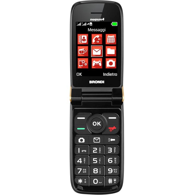 Brondi Magnum 4 Cellulare Gsm Flip Maxi Display Dual Sim Fotocamera 1.3mp Oro
