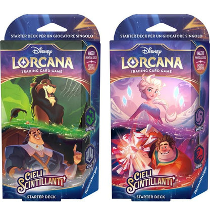 Disney Lorcana "Cieli Scintillanti" Starter Deck Smeraldo/Acciaio Mazzo Tcg Ita