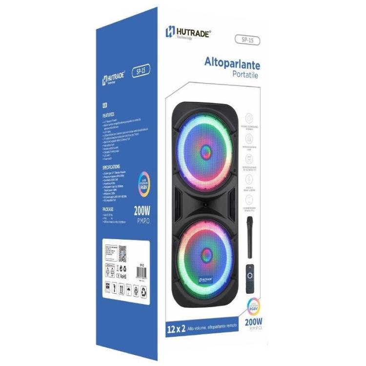 WIEDERAUFLADBARE TRAGBARE LAUTSPRECHERBOX TROLLEY VERSTÄRKT BLUETOOTH USB MIKROFON KARAOKE
