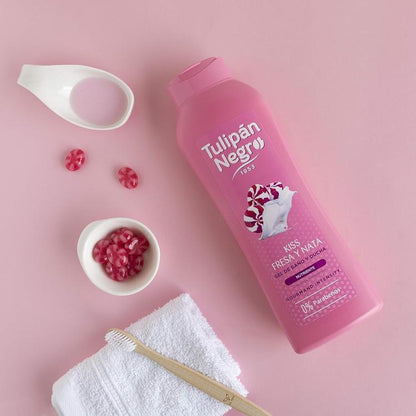 Tulipan Negro Duschgel Bad (Sahne und süße Erdbeeren) Fuchsia Duschschaum 650ml