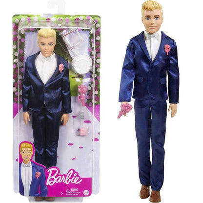 Mattel Barbie Ken Bräutigam Blond Smoking & 5 Accessoires Spielzeug 3+ GTF36