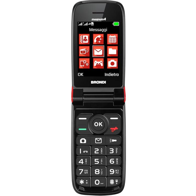 Brondi Magnum 4 Cellulare Gsm Flip Maxi Display Dual Sim Fotocamera 1.3mp Rosso