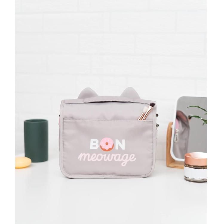 Kulturbeutel für Reisen (Pusheen the Cat) Foodie Collection, Reisetasche zum Aufhängen, wasserdicht mit Fächern und Haken | Tragbarer Make-up-Organizer, Geschenk für Damen (24 x 20 x 9 cm)
