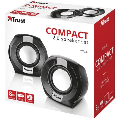 Trust Polo Speaker 2.0 Lautsprecher 8W PC Audio Set Stereo Desktop Lautsprecher Schwarz