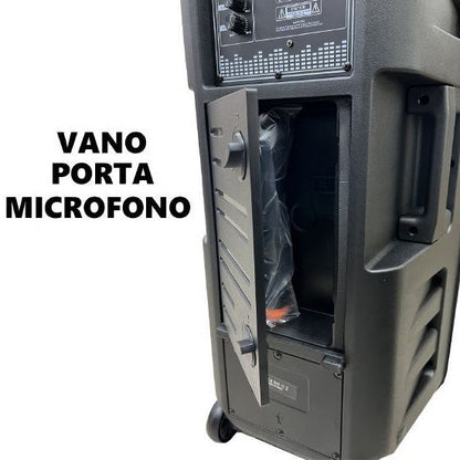 WIEDERAUFLADBARE TRAGBARE LAUTSPRECHERBOX TROLLEY VERSTÄRKT BLUETOOTH USB MIKROFON KARAOKE