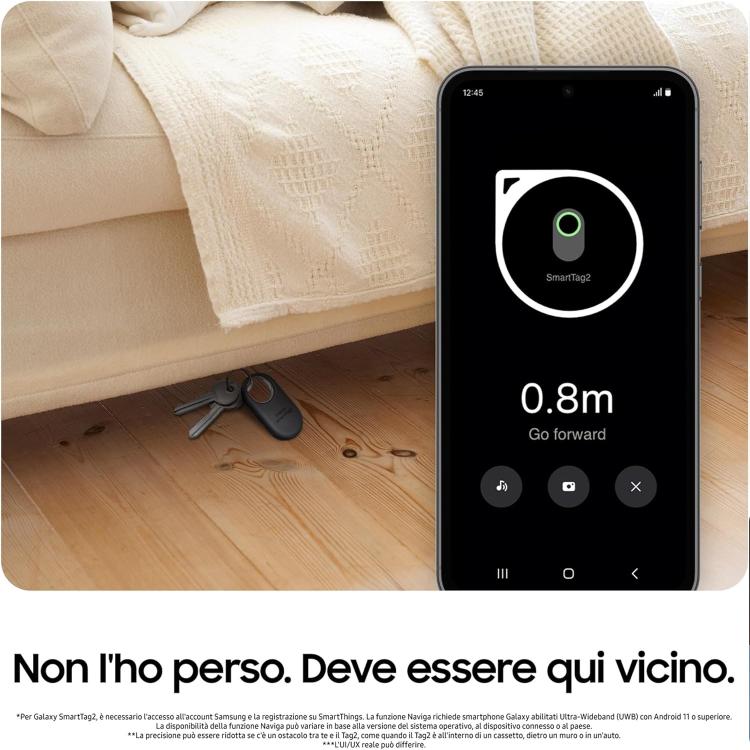 Samsung Galaxy Smarttag2 Localizzatore Bluetooth 2023 Tracker Compatto Ip67 Nero