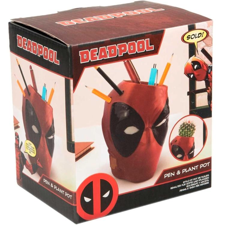 Paladone Marvel Deadpool Portapenne Vaso Per Piante  Da Scrivania "Pen E Plant Pot" 13Cm - Da Collezione Head