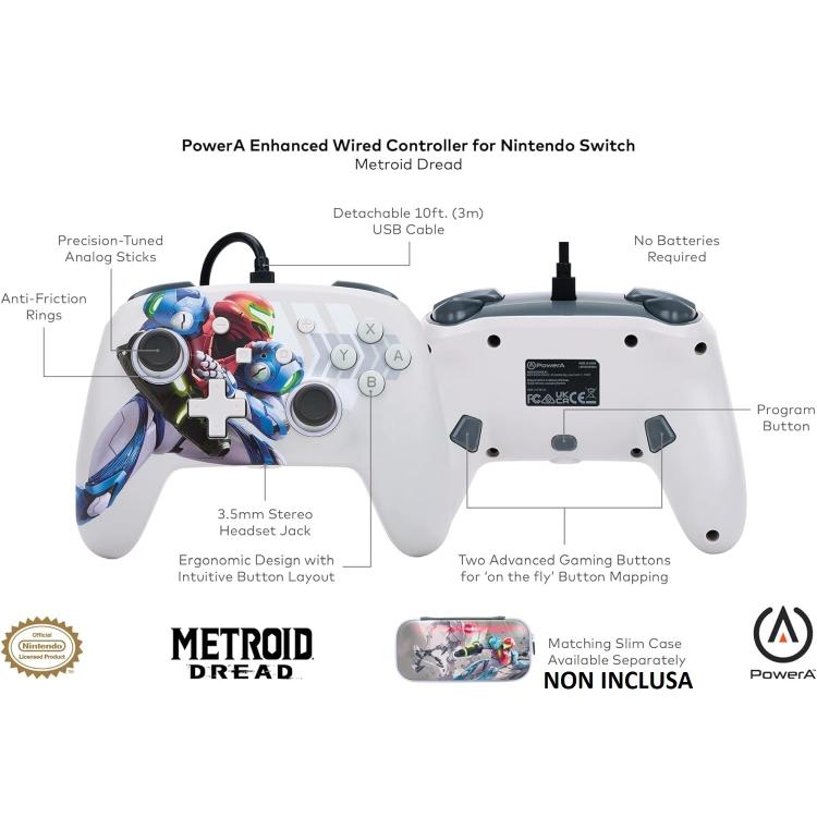 Powera Enhanced Wired Controller Programmierbar Nintendo Switch - Metroid Dread