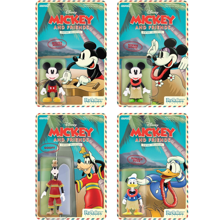 Super7 Disney Mickey & Friends "Topolino" Alle Hawaii Action Reaction Figure 9Cm