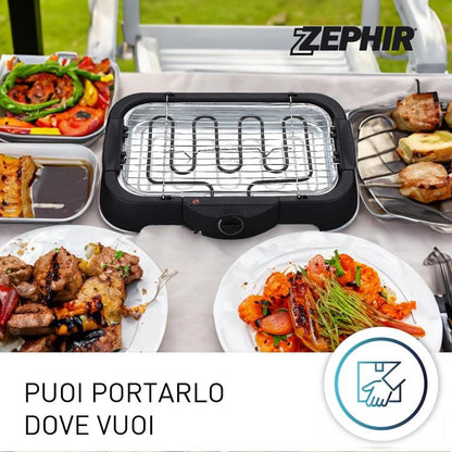 Zephir Elektro-Tischgrill & Grillplatte Thermostat Barbecue 2000W