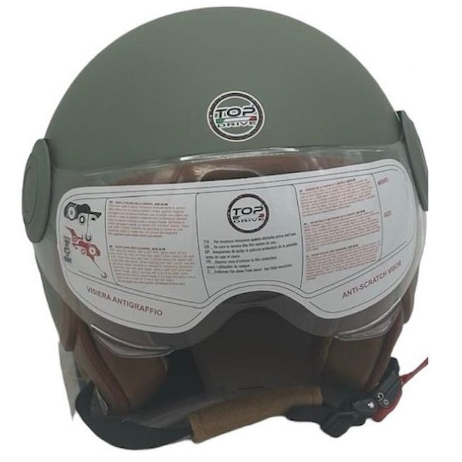 Casco Jet Sirio Matt Moto Scooter Omologato Ece Visiera Removibile (Verde Tg.M)