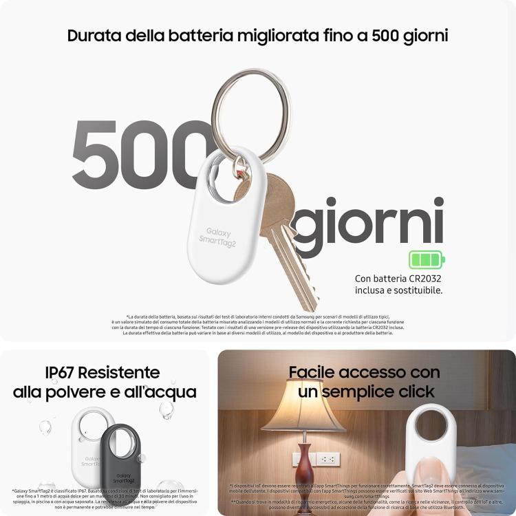 Samsung Galaxy SmartTag2 Bluetooth-Ortungsgerät 2023 Tracker IP67 Weiß White