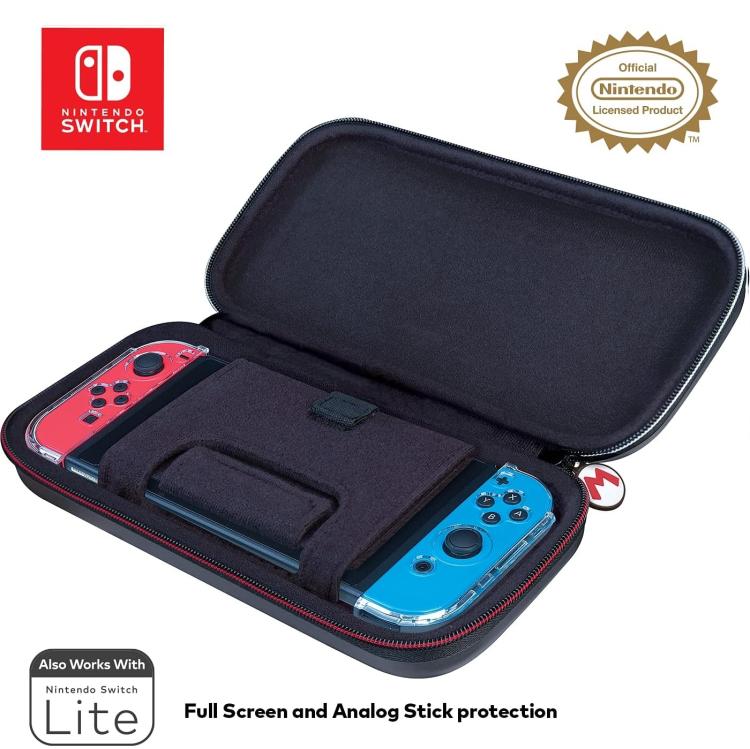 Nintendo Switch Deluxe-Reiseetui Schutzhülle Super Mario Grau Kompatibel mit OLED/Lite