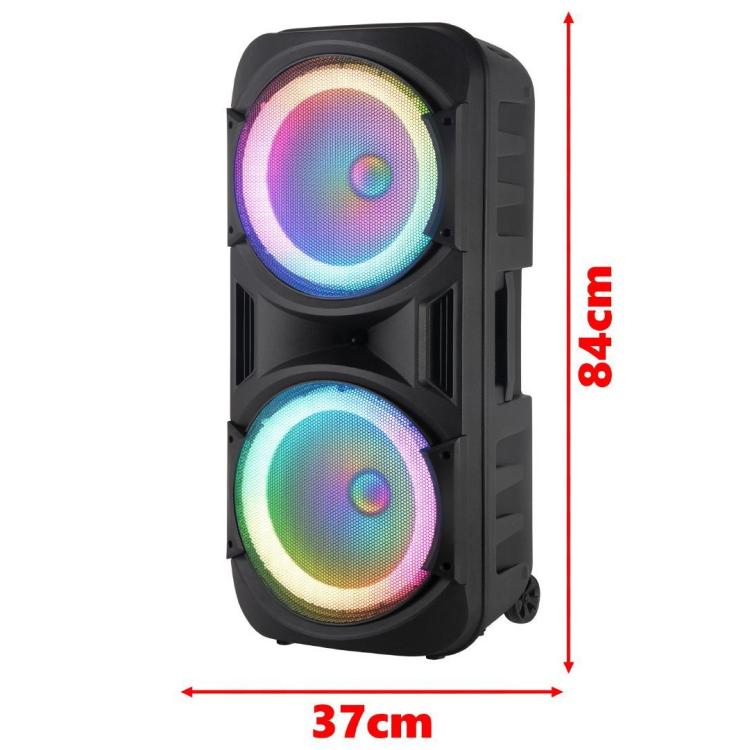 WIEDERAUFLADBARE TRAGBARE LAUTSPRECHERBOX TROLLEY VERSTÄRKT BLUETOOTH USB MIKROFON KARAOKE