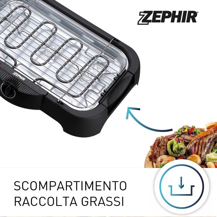 Zephir Elektro-Tischgrill & Grillplatte Thermostat Barbecue 2000W