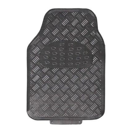 Set 4 Tappetini Tappeti Auto Universali Gomma Effetto Metallo Cromato (Carbonio)