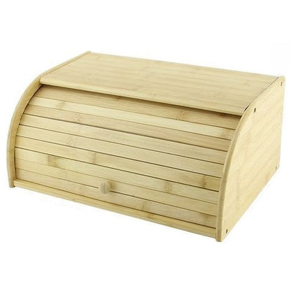 BROTKASTEN HOLZ BAMBUS KÜCHE BROTBEHÄLTER ROLLADENÖFFNUNG