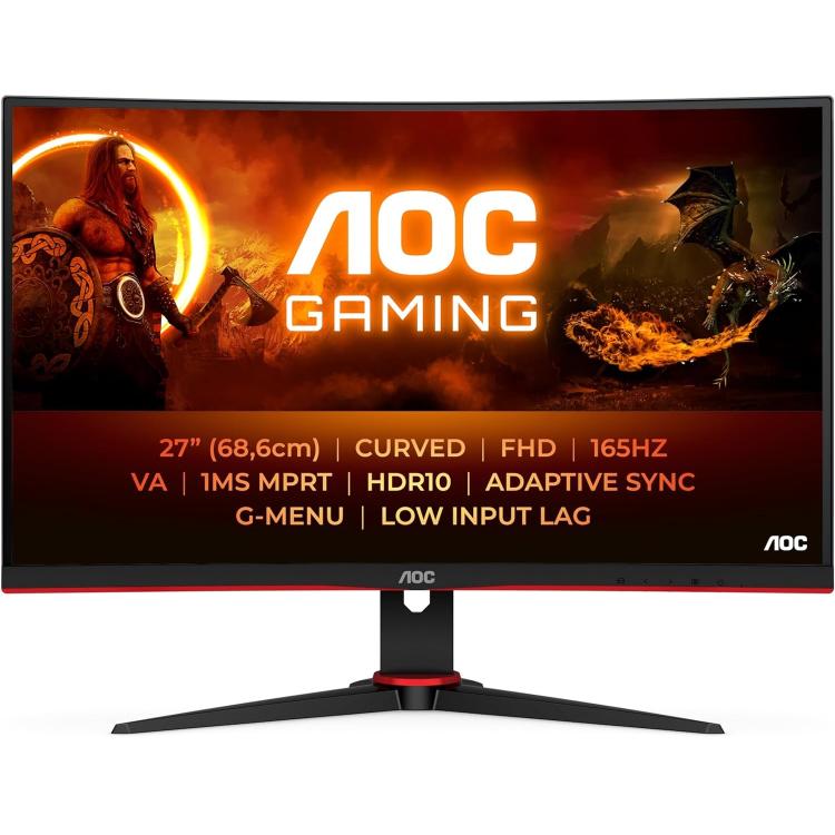 Aoc Monitor 27" Curvo Gaming Full Hd Fhd Wifi 165hz Va C27g2e Nero Red/Black